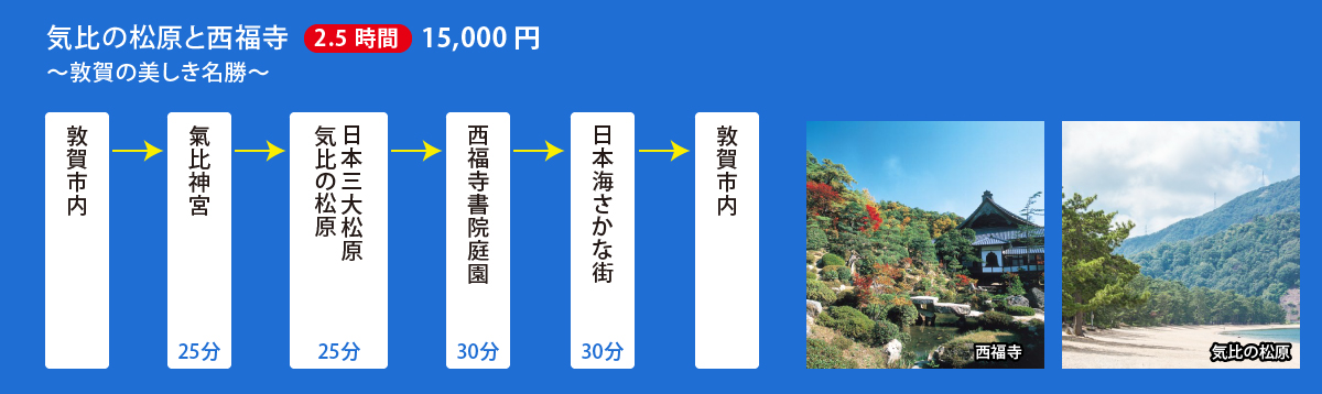 気比の松原と西福寺コース(2.5時間) 10,800円