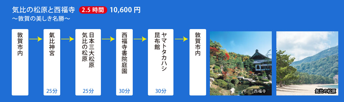 気比の松原と西福寺コース(2.5時間) 10,600円